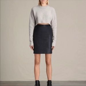 Allsaints Black Metal Pencil skirt